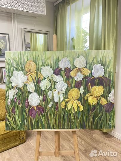 Картина маслом на холсте. Ирисы