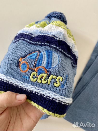 Шапка с шарфом зимняя на мальчика р.44-46