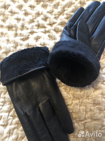 Перчатки зимние женские кожаные