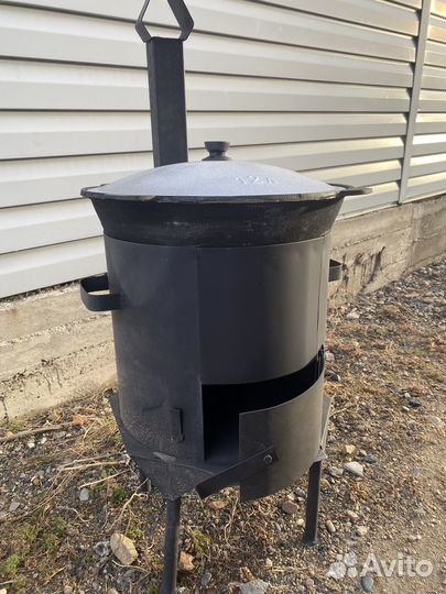 Печка с чугунным казаном 12 л