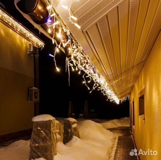 Гирлянда уличная бахрома премиум с мерцанием