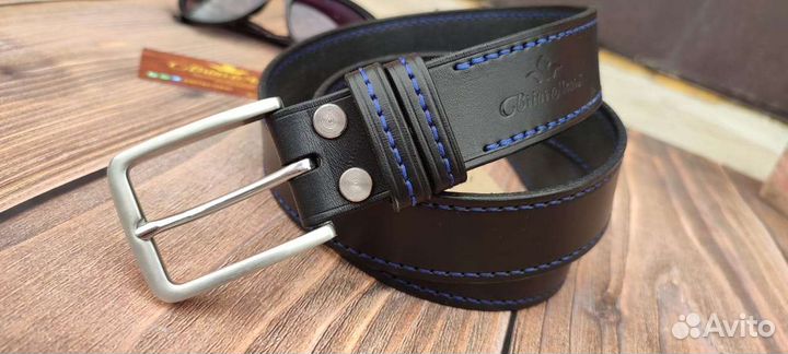 Ремень мужской из натуральной кожи, прошитый