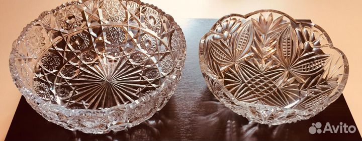 Хрустальные вазы, 2 штуки
