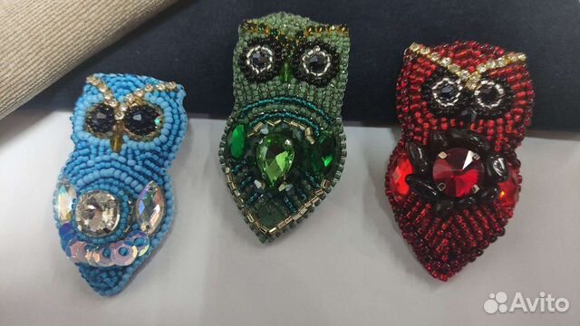 Брошь сова из бисера