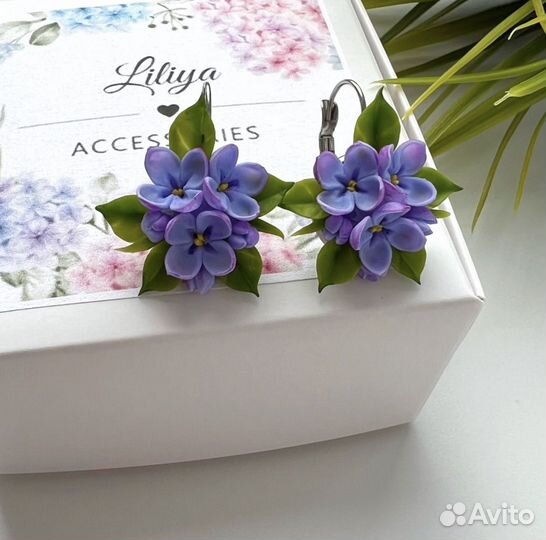 Серьги с сиренью ручной работы