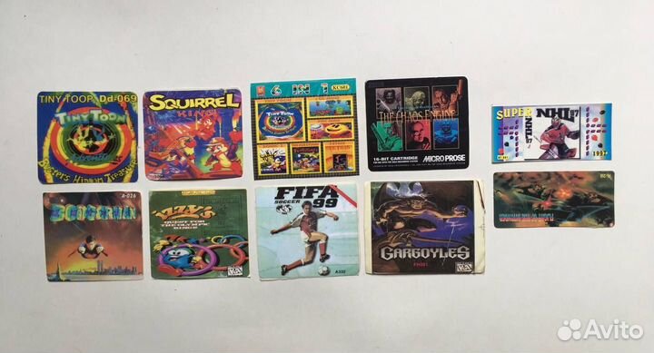 Старые наклейки на картриджи Dendy и sega Раритет