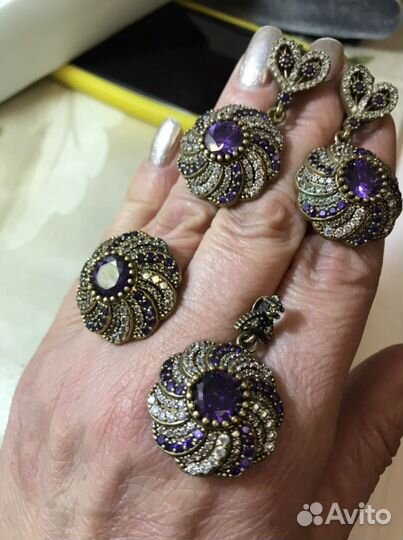 Серьги кольцо кулон Серебро СССР