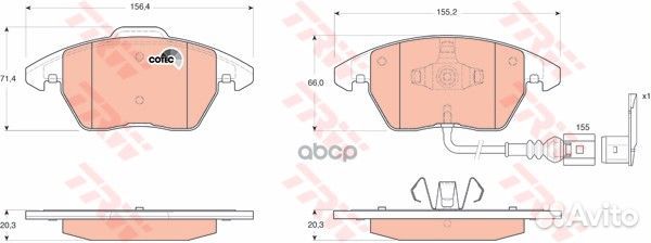 Колодки тормозные дисковые передн audi: A3 03