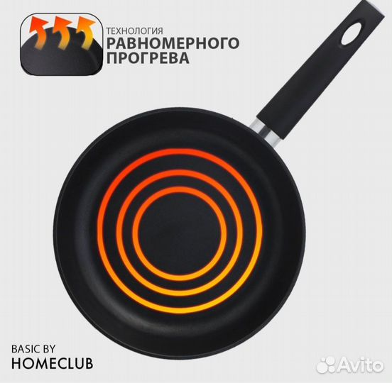 Сковорода антипригарная алюминиевая homeclub Basic