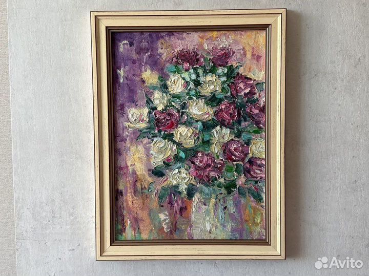 «Букет цветов, розы» картина маслом