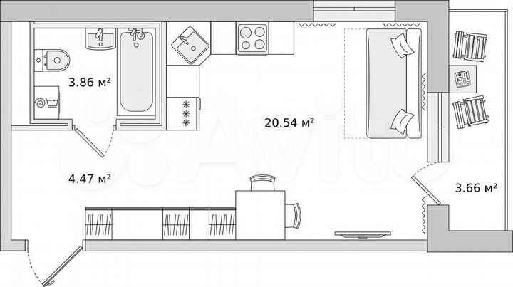 Квартира-студия, 28,1 м², 11/21 эт.