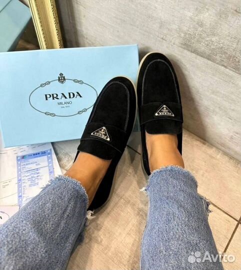 Лоферы Prada натуральная замша