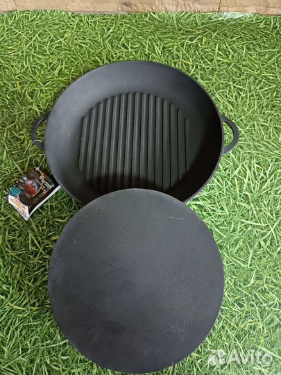 Сковорода- гриль чугунная с прессом, 26 см