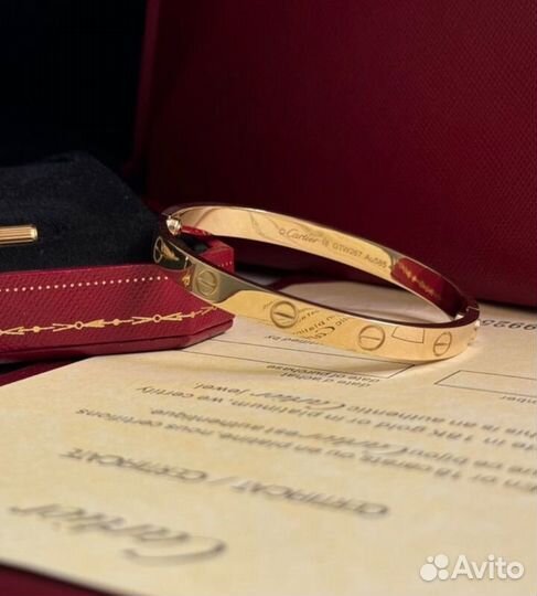 Золотой браслет,кольцо,серьги (Комплект) Cartier