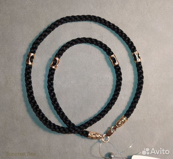 Гайтан с 4 вставками серебро с позолотой