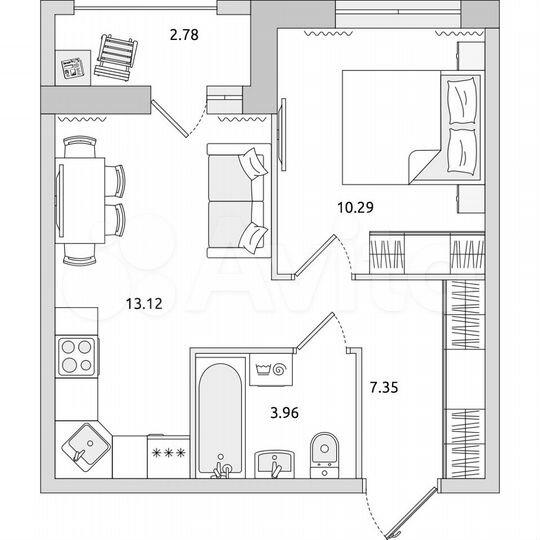 1-к. квартира, 37,5 м², 4/17 эт.