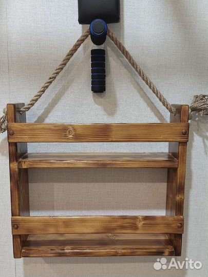 Деревянная полка настенная (два отдела)