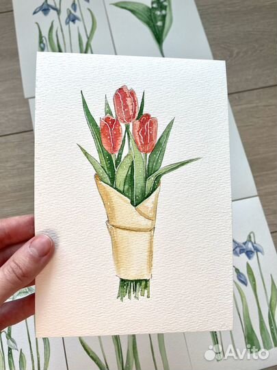 Открытка акварелью