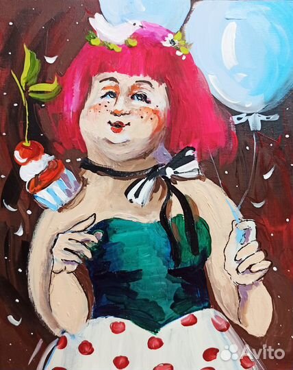 Картина девушка цветы портрет масло холст