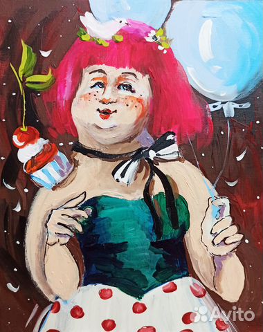 Картина девушка цветы портрет масло холст