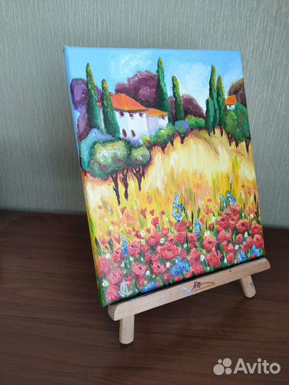 Картина пейзаж прованс маки масло