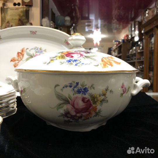 Сервиз столовый. Мейсеновский букет. Богемия