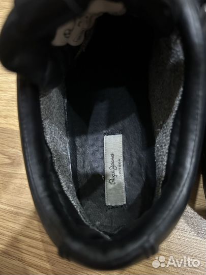 Утепленные кожаные кеды Pepe Jeans