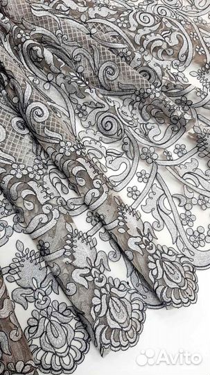 Кружевное полотно кордовое, кружево, ширина 140 см