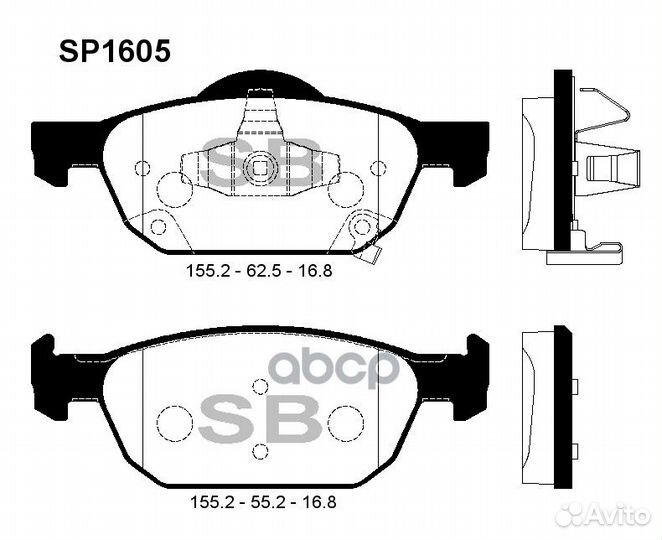 SP1605 колодки дисковые передние Honda Accord
