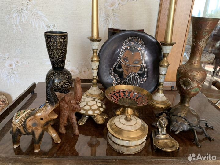 Шкатулка, подсвечники, латунь, Индия1970-80 гг