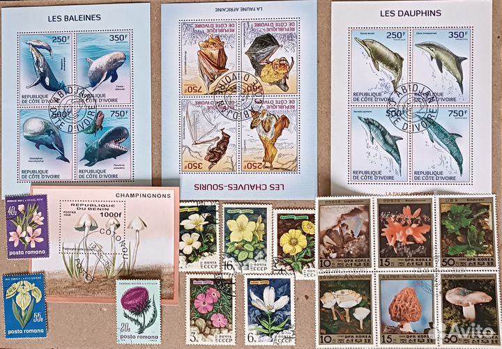 Марки флора и фауна гашёные