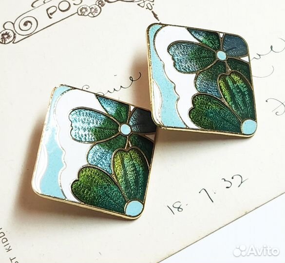 Серьги, клуазоне, Англия