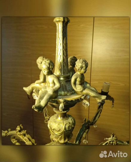 Антикварная бронзовая люстра, Европа, 19 век