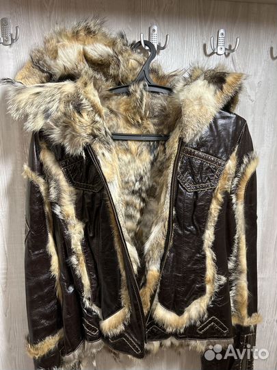 Куртка натуральная кожа с мехом волк