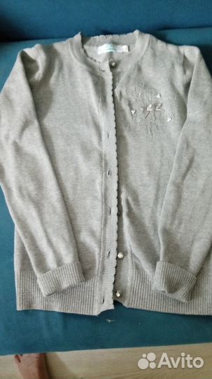 Блуза для девочки+кофта школьная серая