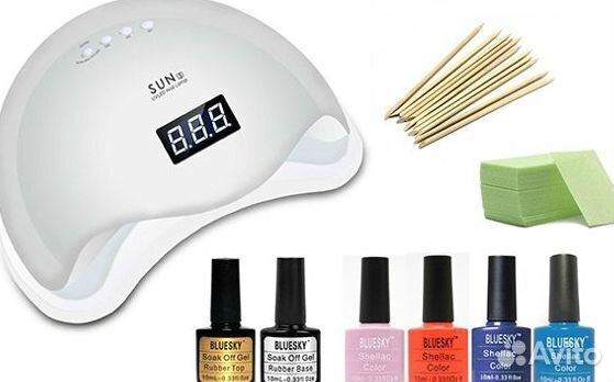 Набор для маникюра Лампа 48W+база/топ+гель-лаки