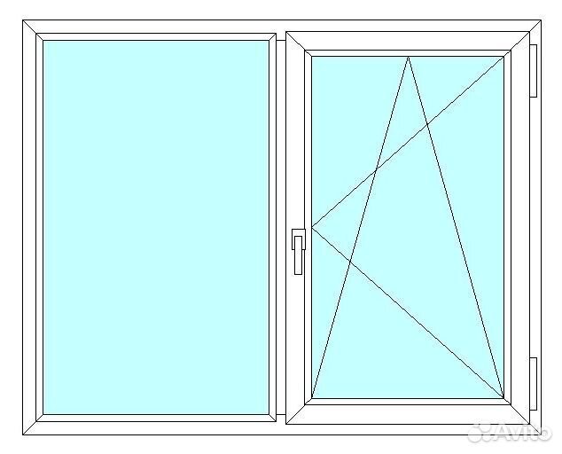 Окно veka WHS60, 2 ств., 2-кам. с/п, 1400x1750