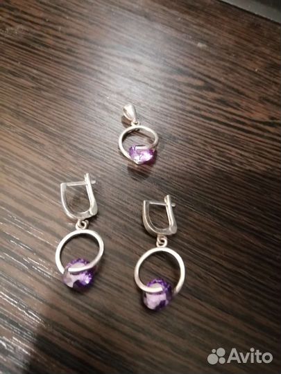 Комплект серьги и подвеска из серебра Грузия