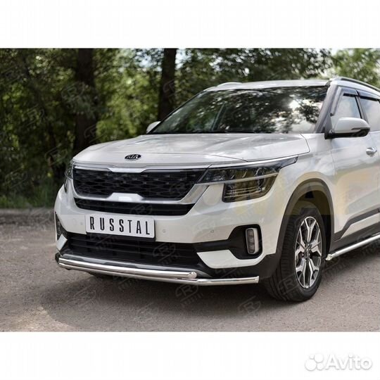 Защита переднего бампера двойная для Kia Seltos