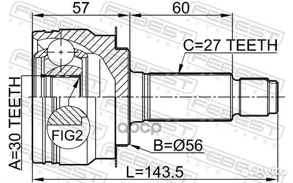 Шрус наружный 30x56x27 subaru tribeca W10 2004.11