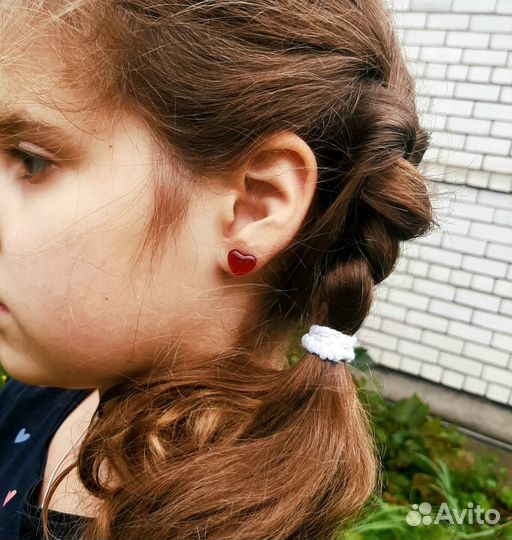 Серьги гвоздики Сердечки в наличии и под заказ