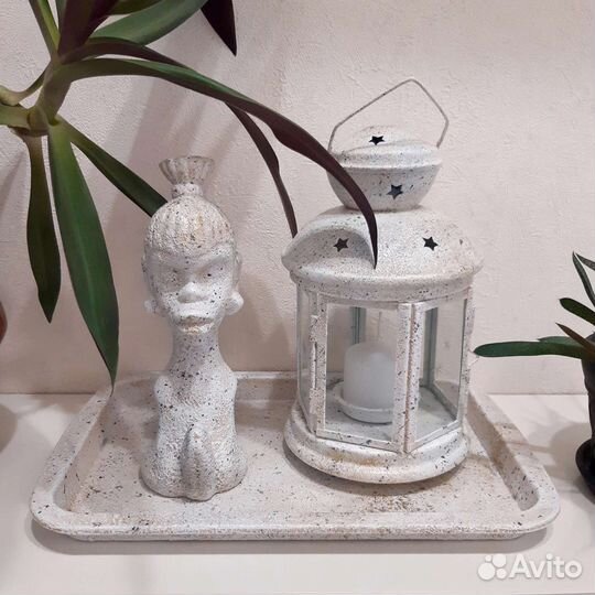 Поднос, подсвечник, статуэтка