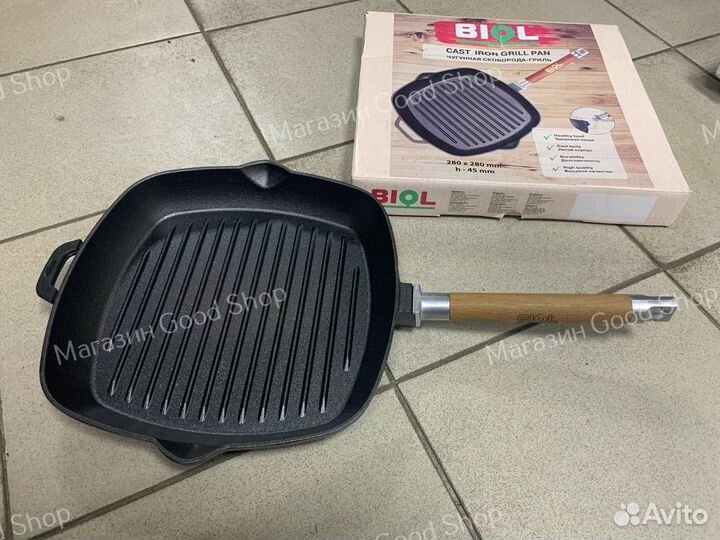 Сковорода гриль чугунная 280x280