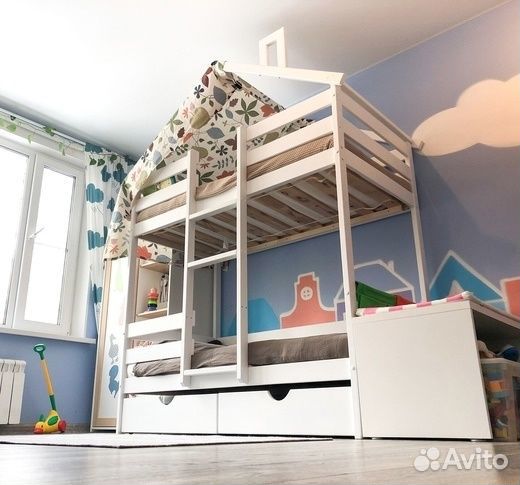 Двухъярусная кровать Домик массив(особая)