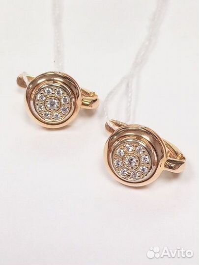 Золотые серьги с фианитом