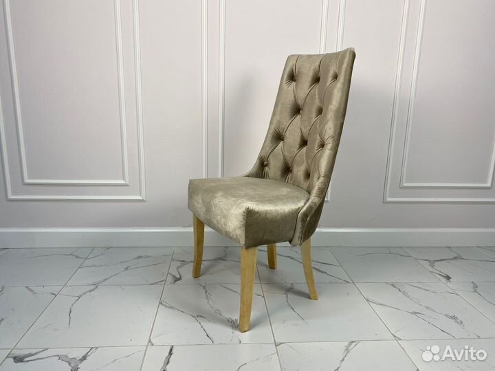 Стул в каретной стяжке Флоренция, бархат шампань