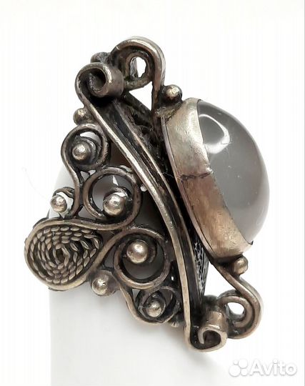 Оригинальный перстень. Скань, мельхиор