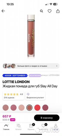 Новая матовая помада Lottie london