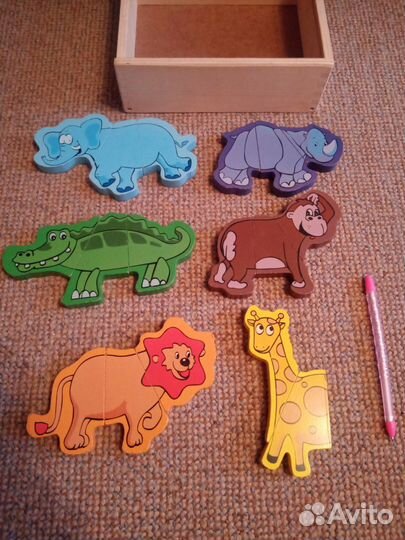 Деревянные игрушки пазл на магнитах