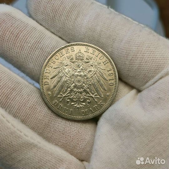 Серебро редка 3 марки 1910 Эрнст Людвиг Гессен